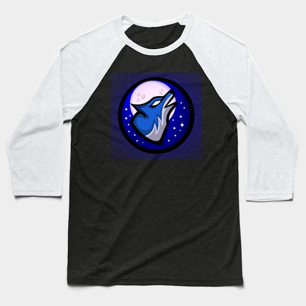 Wolf at Night Baseball T-Shirt by slow1fpss